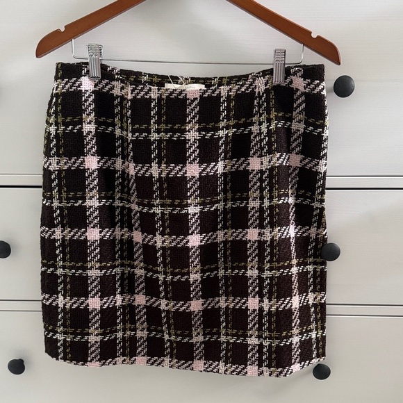Favorite Daughter Dresses & Skirts - Favorite Daughter The First Wife Mini Chocolate Pink Plaid Skirt Size 10 NWT
